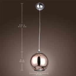 60 Moderne, eigentijdse Globe-gegalvaniseerde metalen hanglamp