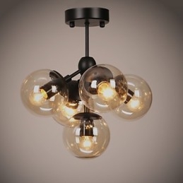 Kroonluchter 5 lampen Glazen bol lampen Retro Buiten Garage Metaal