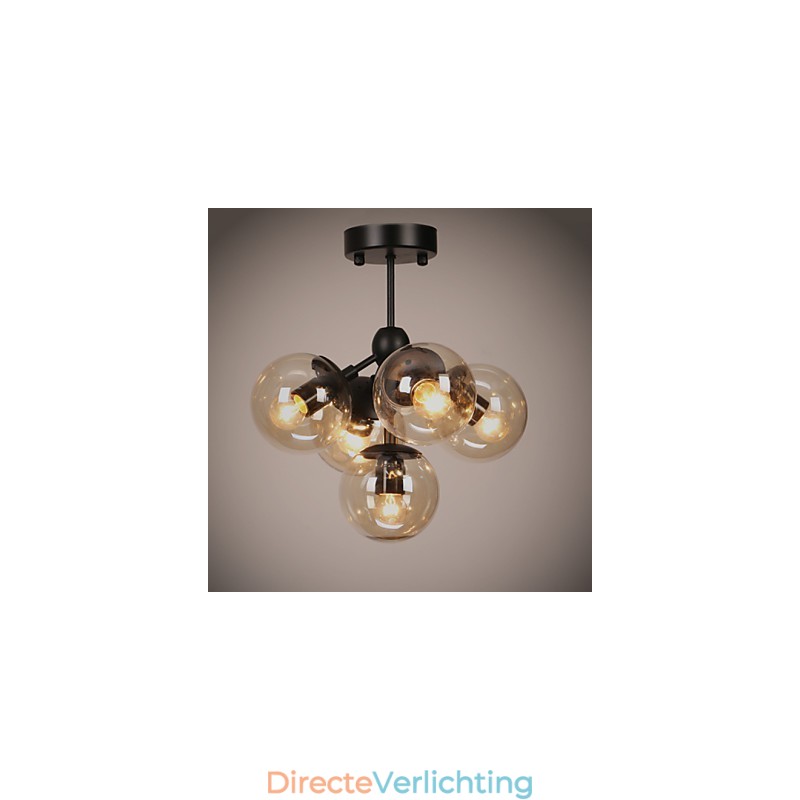 Kroonluchter 5 lampen Glazen bol lampen Retro Buiten Garage Metaal