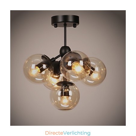 Kroonluchter 5 lampen Glazen bol lampen Retro Buiten Garage Metaal Kroonluchter 5 lampen Glazen bol lampen Retro Buiten Garage Metaal