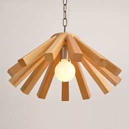 Retro landelijke houten bamboe hanglamp
