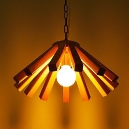 Retro landelijke houten bamboe hanglamp