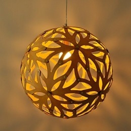 Retro landelijke houten bamboe hanglamp