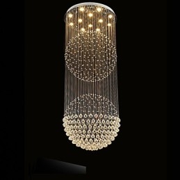 Hanglamp Moderne Kristallen Kroonluchter 12 Lampen Zilveren Baldakijn Helder Kristallen Bol Plafondlampen Armaturen