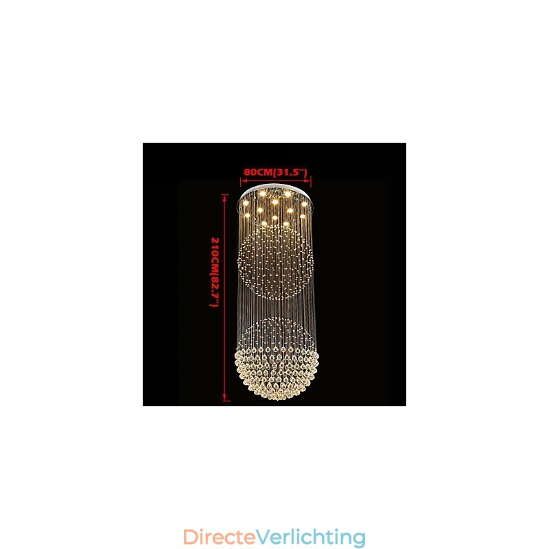 Hanglamp Moderne Kristallen Kroonluchter 12 Lampen Zilveren Baldakijn Helder Kristallen Bol Plafondlampen Armaturen