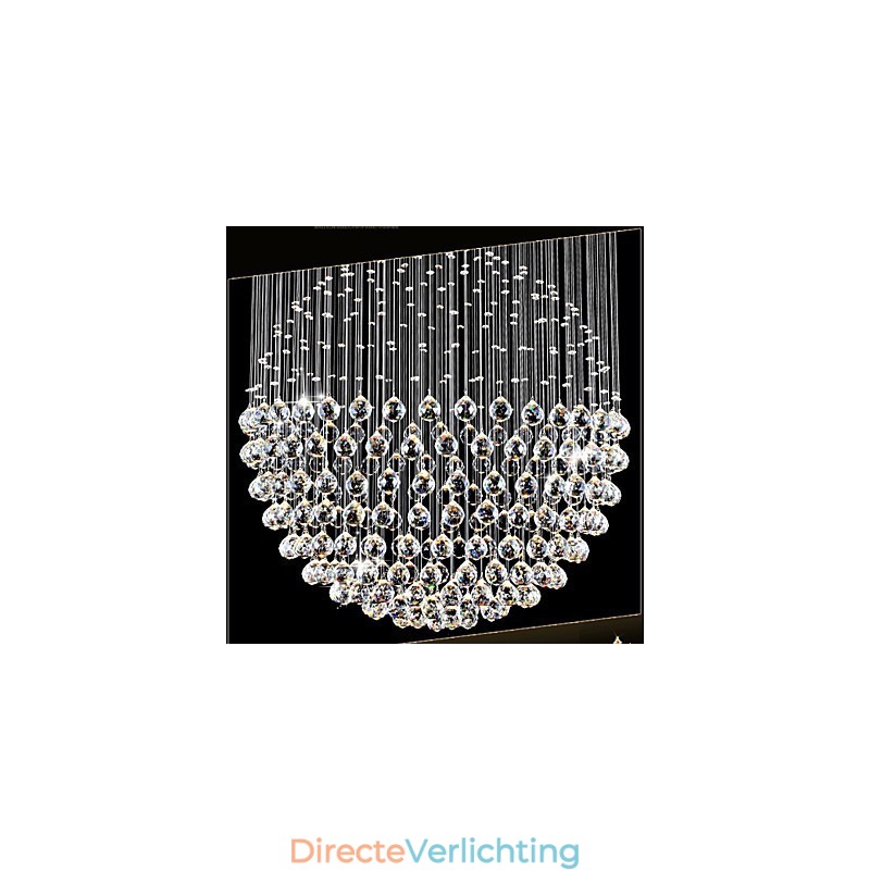 Hanglamp Moderne Kristallen Kroonluchter 12 Lampen Zilveren Baldakijn Helder Kristallen Bol Plafondlampen Armaturen