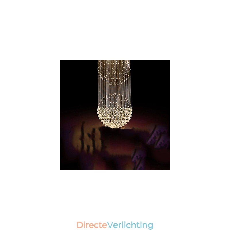 Hanglamp Moderne Kristallen Kroonluchter 12 Lampen Zilveren Baldakijn Helder Kristallen Bol Plafondlampen Armaturen