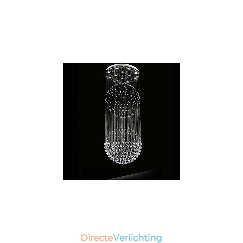 Hanglamp Moderne Kristallen Kroonluchter 12 Lampen Zilveren Baldakijn Helder Kristallen Bol Plafondlampen Armaturen