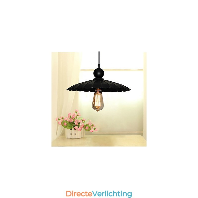 Middelgrote vintage zwarte paraplu metalen hanglamp met één licht
