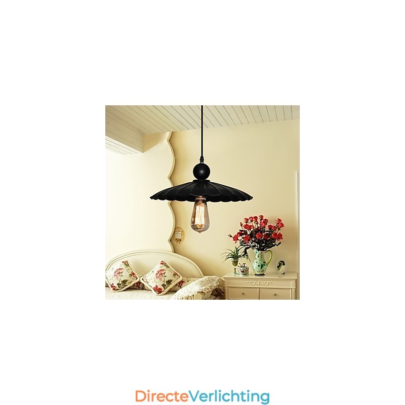 Middelgrote vintage zwarte paraplu metalen hanglamp met één licht