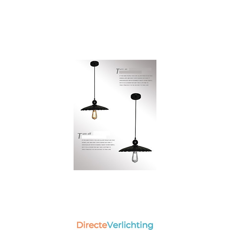 Middelgrote vintage zwarte paraplu metalen hanglamp met één licht
