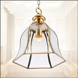 Amerikaanse landelijke kleine hanglamp, geheel van koper, enkel glas
