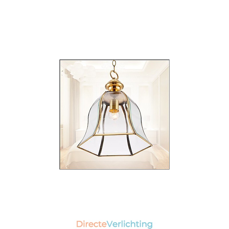 Amerikaanse landelijke kleine hanglamp, geheel van koper, enkel glas