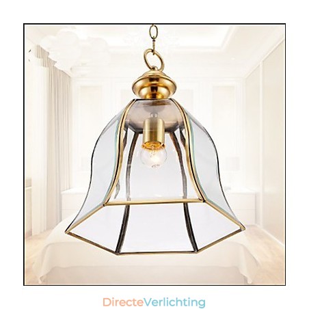 Amerikaanse landelijke kleine hanglamp, geheel van koper, enkel glas Amerikaanse landelijke kleine hanglamp, geheel van koper, enkel glas