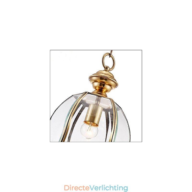 Amerikaanse landelijke kleine hanglamp, geheel van koper, enkel glas