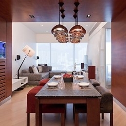 Moderne, eigentijdse metalen hanglamp met schilderij