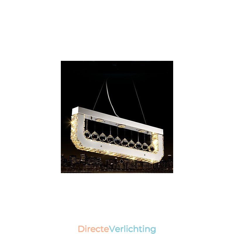 Kristallen kroonluchter hanglamp van rechthoekig geel licht