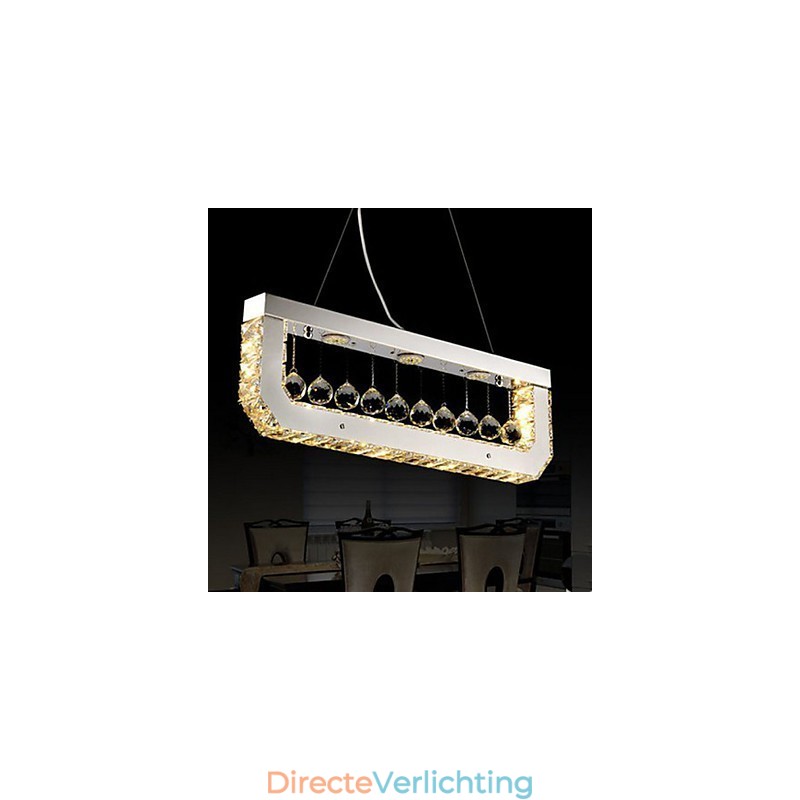 Kristallen kroonluchter hanglamp van rechthoekig geel licht