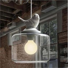 Enkelvoudige glazen vogel hanglamp