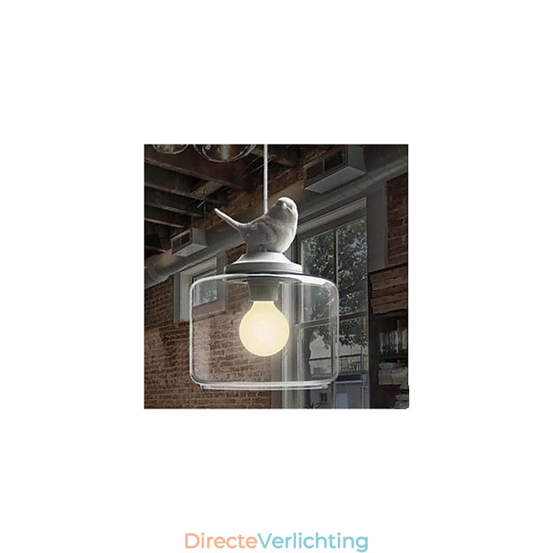 Enkelvoudige glazen vogel hanglamp