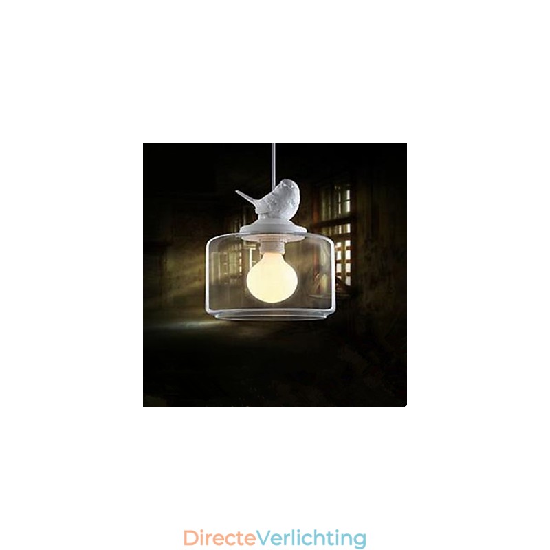 Enkelvoudige glazen vogel hanglamp