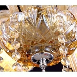 Amber 6-lichts elegante kristallen kroonluchter voor thuis