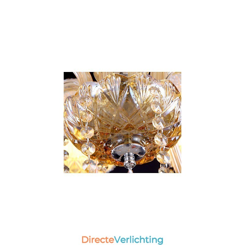 Amber 6-lichts elegante kristallen kroonluchter voor thuis