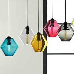 Candy Color enkelvoudige kop kunst glazen kroonluchter hanglamp met glazen kap (grijs geel groen rood roze blauw wit)