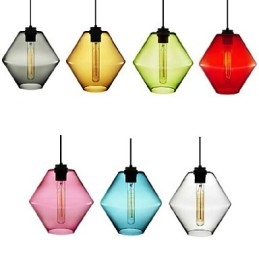 Candy Color enkelvoudige kop kunst glazen kroonluchter hanglamp met glazen kap (grijs geel groen rood roze blauw wit)