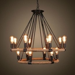 Traditionele klassieke rustieke lodge vintage retro landelijke schilderij metalen hanglamp