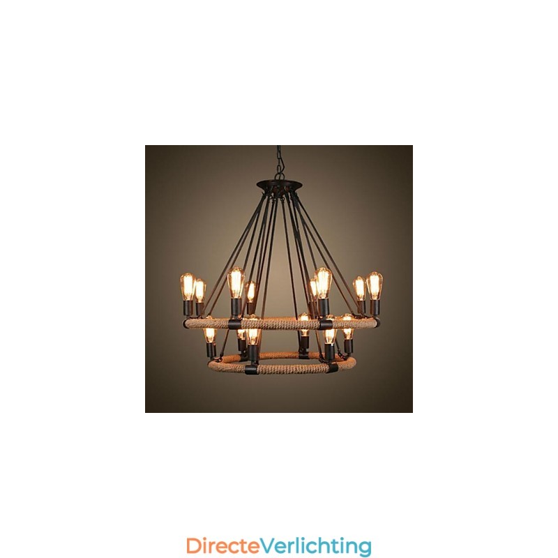Traditionele klassieke rustieke lodge vintage retro landelijke schilderij metalen hanglamp