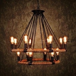 Traditionele klassieke rustieke lodge vintage retro landelijke schilderij metalen hanglamp