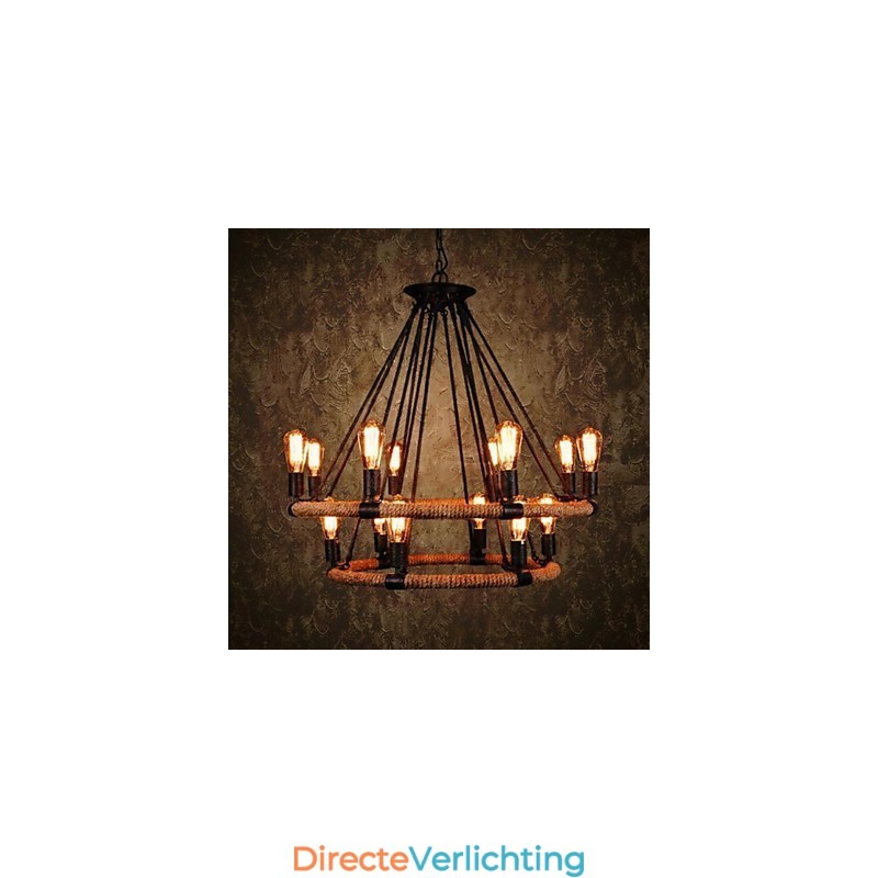 Traditionele klassieke rustieke lodge vintage retro landelijke schilderij metalen hanglamp