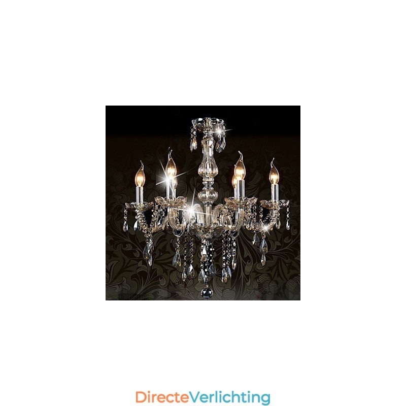 6-lichts luxe kristallen kroonluchter cognackleur K9 kristallen kroonluchter