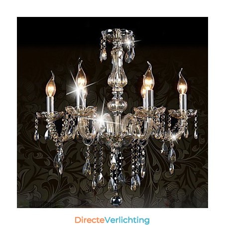6-lichts luxe kristallen kroonluchter cognackleur K9 kristallen kroonluchter 6-lichts luxe kristallen kroonluchter cognackleur K9 kristallen kroonluchter
