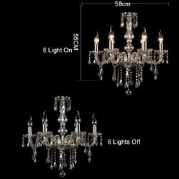 6-lichts luxe kristallen kroonluchter cognackleur K9 kristallen kroonluchter