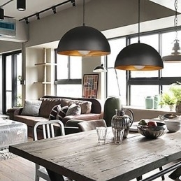 Creatieve lamp ronde schoorsteen hanglamp smeedijzer karakter maaltijden kroonluchter zwart en wit