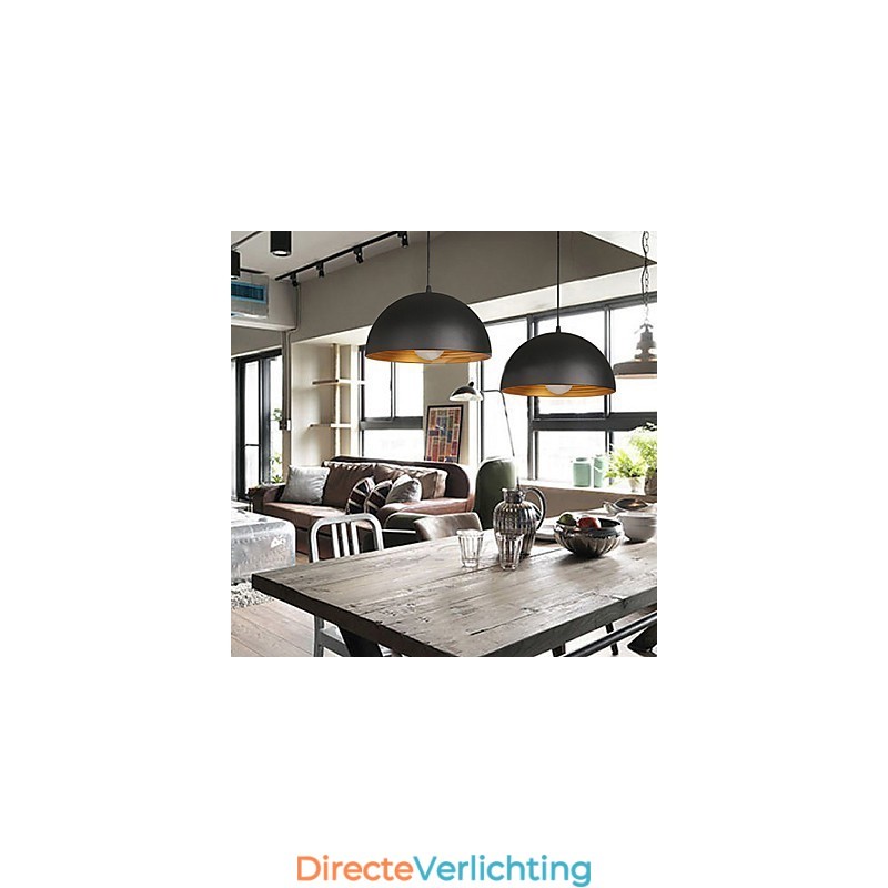 Creatieve lamp ronde schoorsteen hanglamp smeedijzer karakter maaltijden kroonluchter zwart en wit