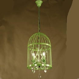 Vintage ijzeren kooi trap lamp kroonluchter kristal