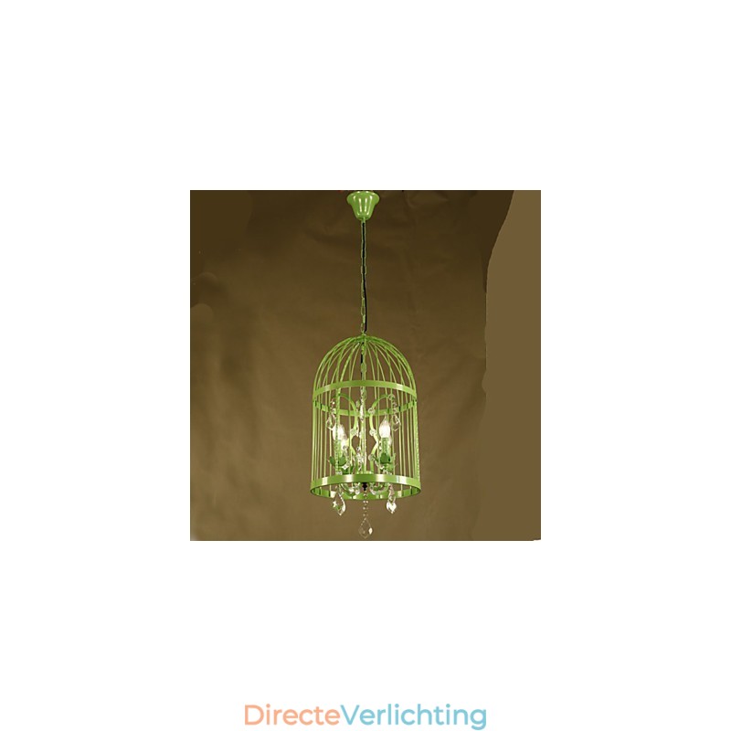 Vintage ijzeren kooi trap lamp kroonluchter kristal