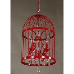 Vintage ijzeren kooi trap lamp kroonluchter kristal