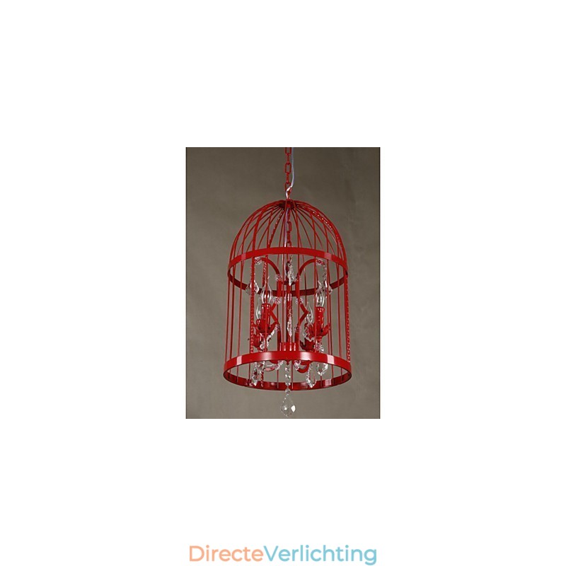 Vintage ijzeren kooi trap lamp kroonluchter kristal