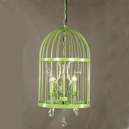 Vintage ijzeren kooi trap lamp kroonluchter kristal