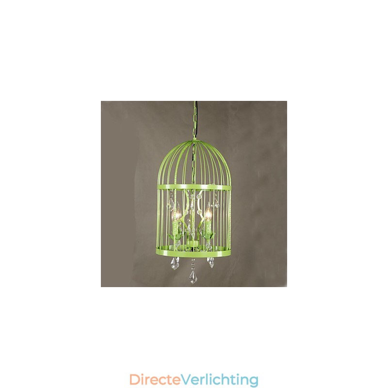 Vintage ijzeren kooi trap lamp kroonluchter kristal