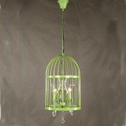 Vintage ijzeren kooi trap lamp kroonluchter kristal
