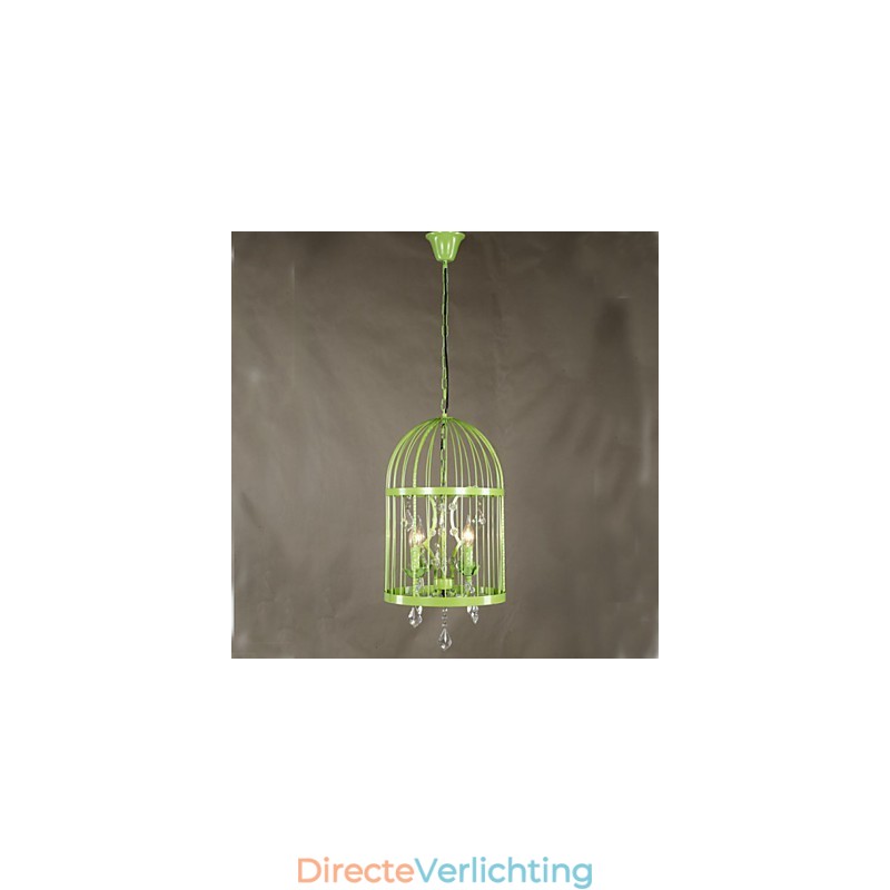 Vintage ijzeren kooi trap lamp kroonluchter kristal