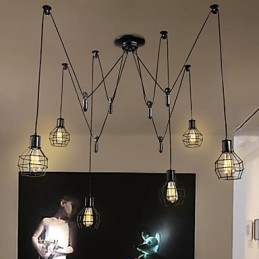 6-lichts landelijke design metalen hanglamp