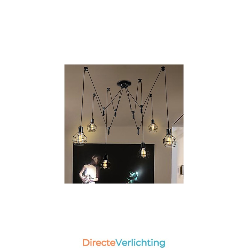 6-lichts landelijke design metalen hanglamp