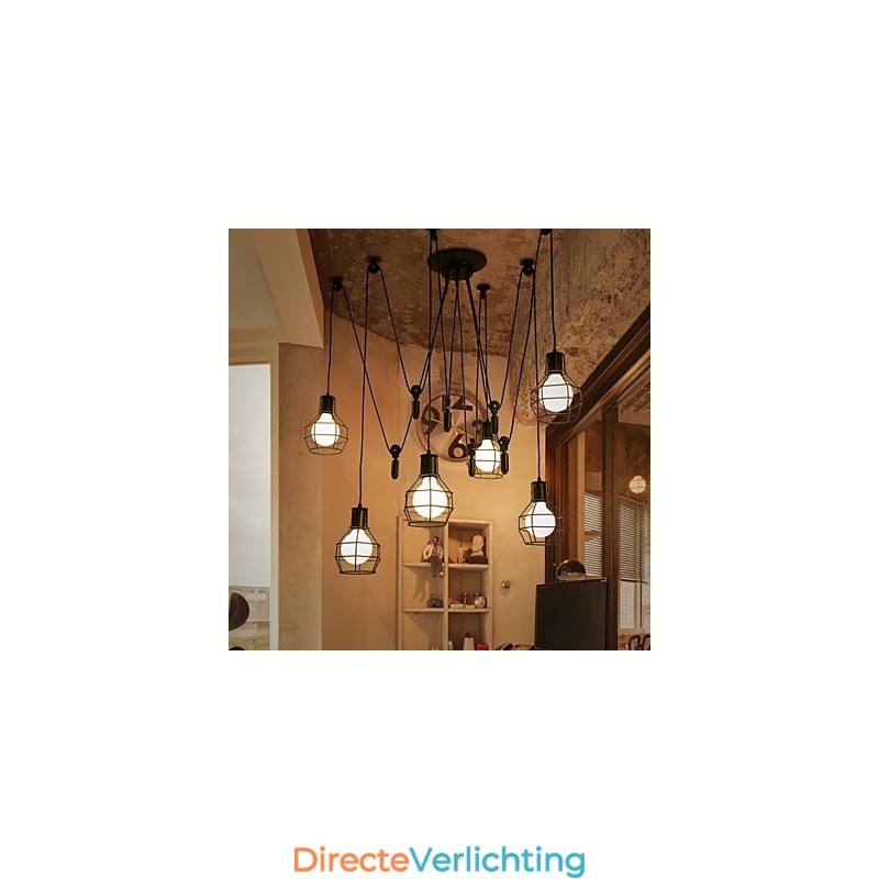 6-lichts landelijke design metalen hanglamp