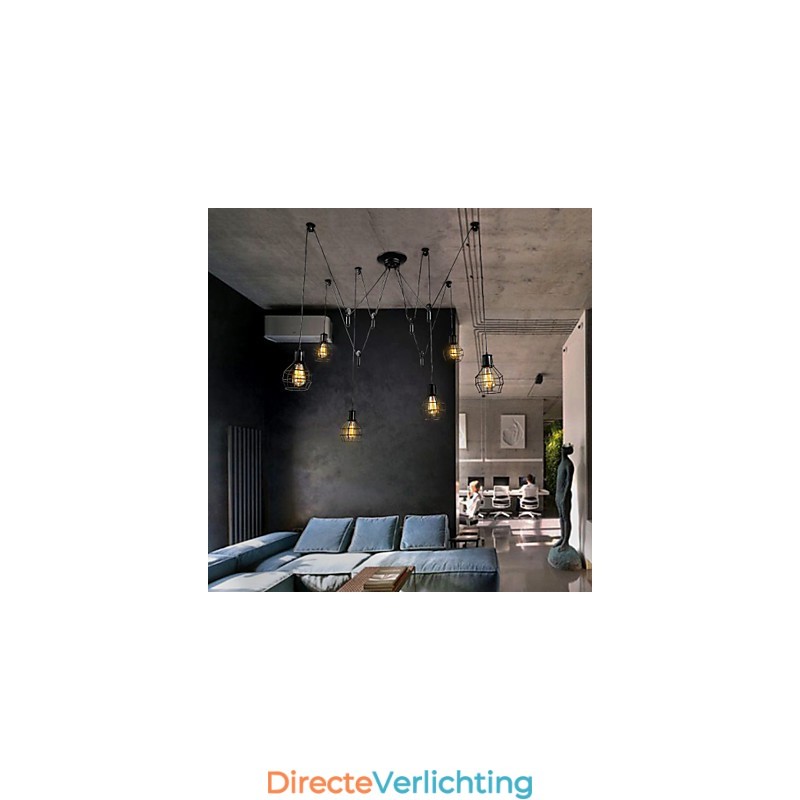 6-lichts landelijke design metalen hanglamp